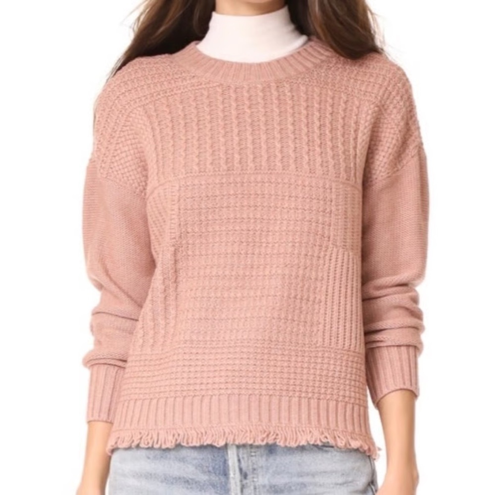 Madewell Stitchmix Pullover‎ Patchwork Knit Wool Pink Sweater Size XS